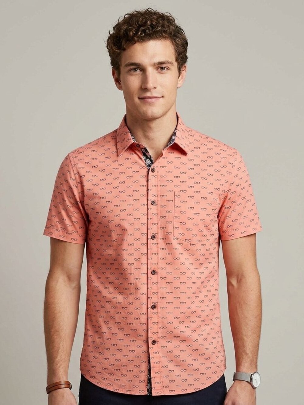 Rue St-Patrick Eyeglass Patterned Short Sleeve Shirt